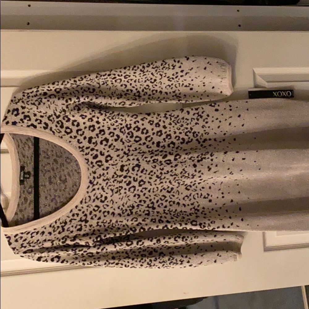 XOXO Animal Print Scoop Neck Sweater Mini Dress